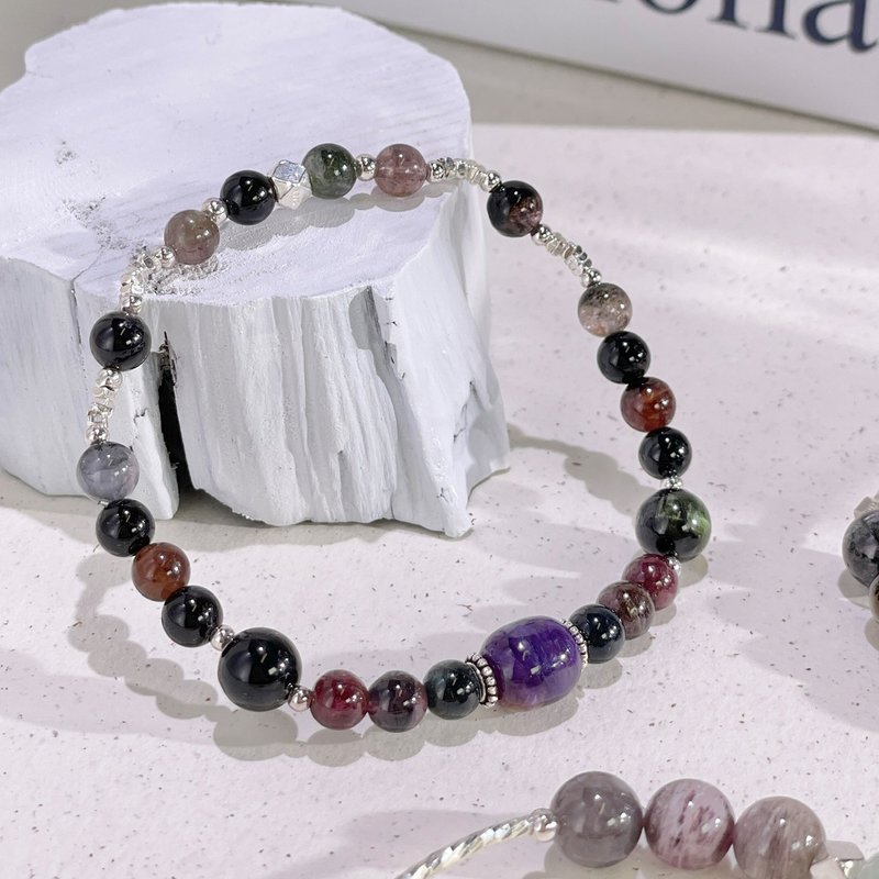 manas intellectual self purple dragon crystal | tourmaline | s925 sterling silver accessories | crystal bracelet A2417 - Bracelets - Crystal Purple