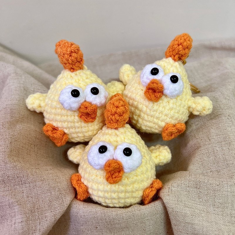 Dundun Chicken Knitted Charm Cultural and Creative Birthday Gift Gift Charm Handmade Chinese Valentine's Day - ตุ๊กตา - ผ้าฝ้าย/ผ้าลินิน สีเหลือง