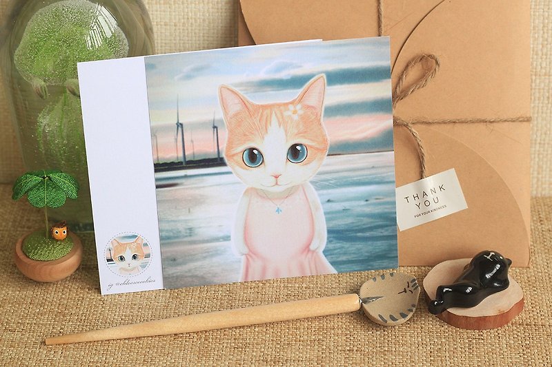 Gaomei Wetland - Cute Cat Gift Card - Cards & Postcards - Paper Pink