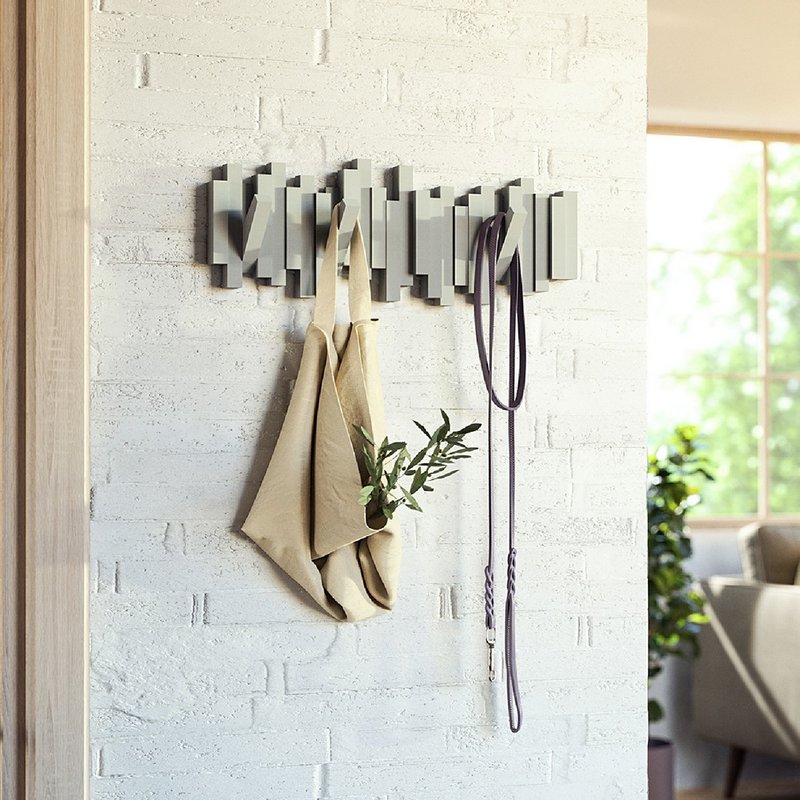 【Umbra】Wall-mounted hook storage rack (rock gray piano keys) | Wall hook - Hangers & Hooks - Other Metals White