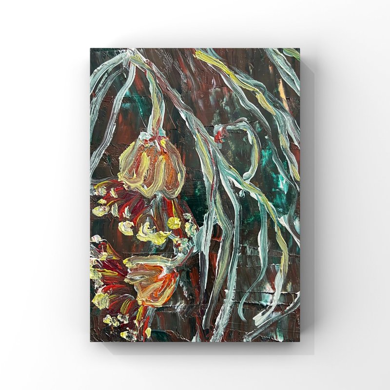 Eucalyptus art Eucalyptus original oil painting Eucalyptus tree flowers artwork - 海報/掛畫/掛布 - 其他材質 多色