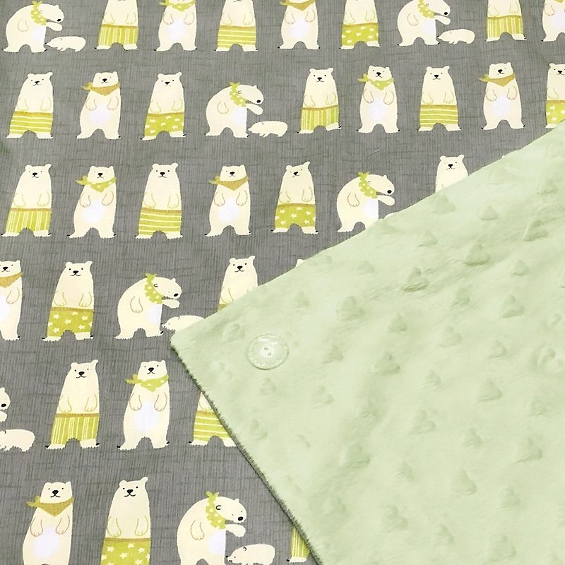 Minky Multi-Function Dot Particle Carrying Blanket Baby Blanket Air Conditioner Blanket Is Mint Green-Polar Bear - Bedding - Cotton & Hemp Green