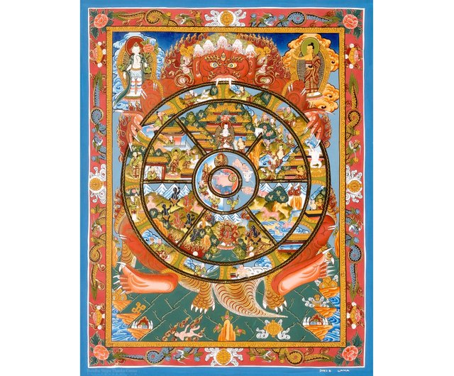 伝統的仏教の生死の輪タンクァ - ショップ Boudha Stupa Thanka