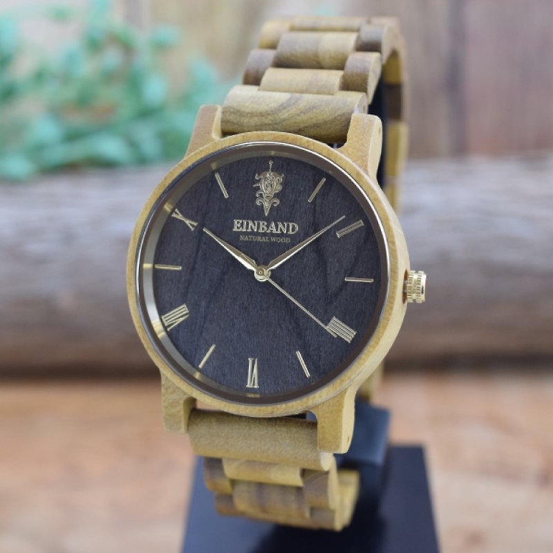 EINBAND Reise Teak & Gold 40mm Wooden Watch - Men's & Unisex Watches - Wood Brown