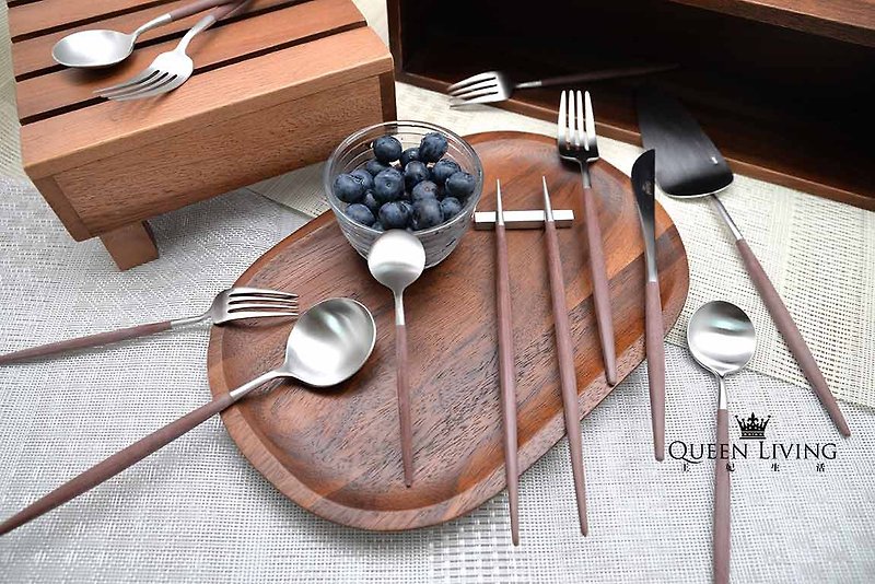 葡萄牙Cutipol GOA系列棕柄單支餐具 - 餐具/刀叉湯匙 - 不鏽鋼 咖啡色