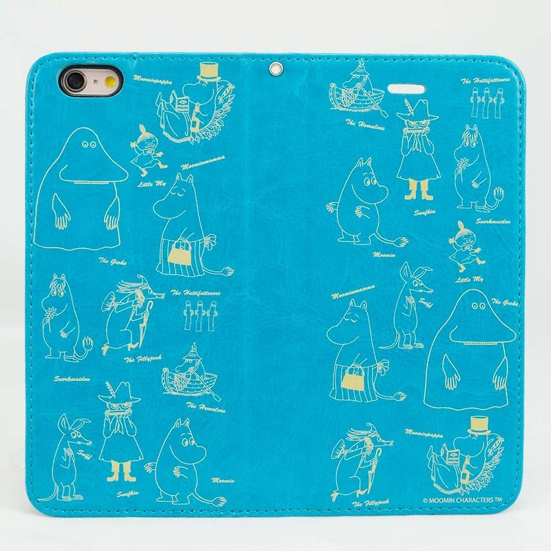 Moomin 噜噜 米 Genuine Authorization-Magnetic Phone Holster [Depicting Moomin] - Phone Cases - Genuine Leather Blue