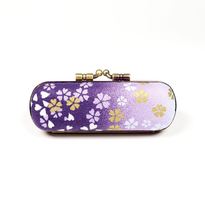 Mouth Gold Stamp Box Lipstick Box Japanese Cloth - Bronzing Cherry Blossom (Purple) - กล่องเก็บของ - ผ้าฝ้าย/ผ้าลินิน สีม่วง