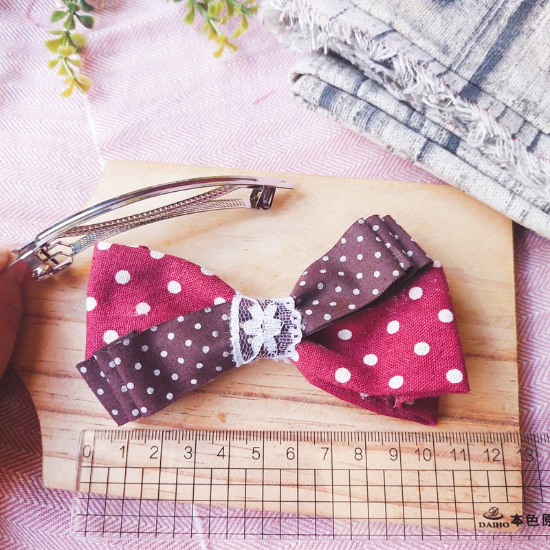 Bow pop-up clip-Japanese style color matching - Hair Accessories - Cotton & Hemp 