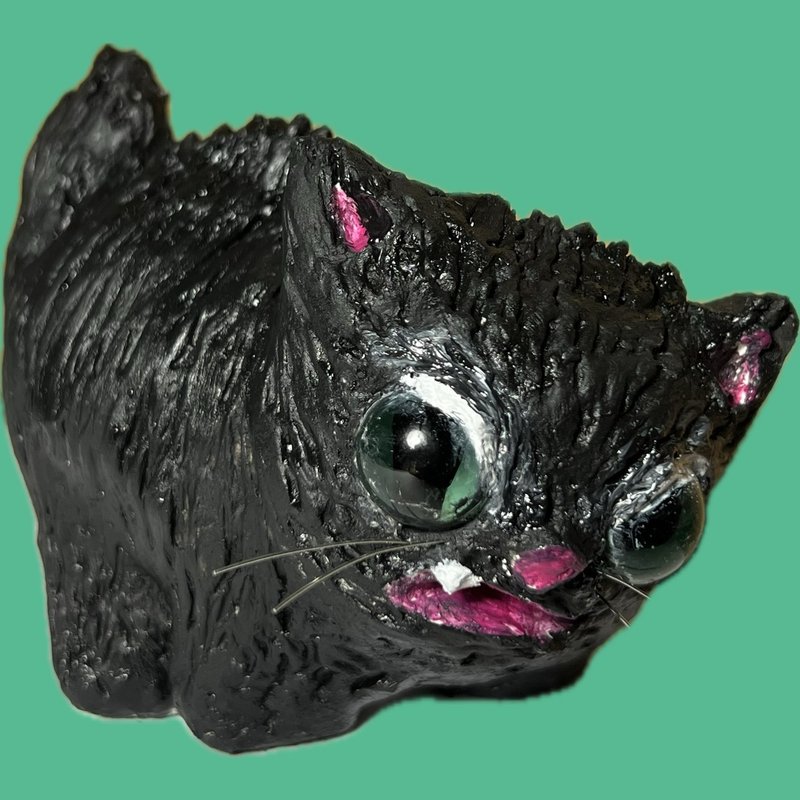 CLAY PET Black Cat Designed by Angela Lao ANWA CLAY - Items for Display - Clay Black