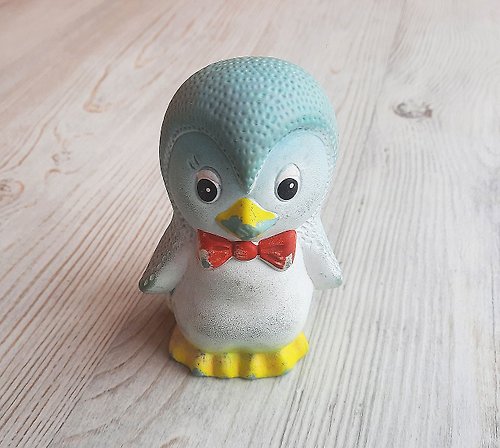 RetroRussia Soviet rubber blue penguin doll toy vintage