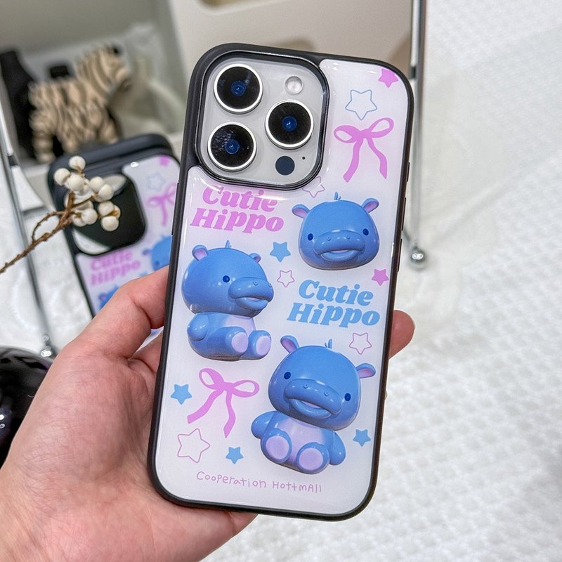 iPhone Cutie Hippo Epoxy bumper phone case mobile - 手機殼/手機套 - 壓克力 白色