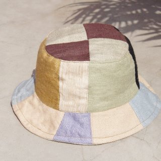 Limited a land of forest wind stitching cotton hand-woven Linen hat / handmade hat / visor / hat Patchwork / handmade hat - Japanese wild forest mosaic handmade cap
