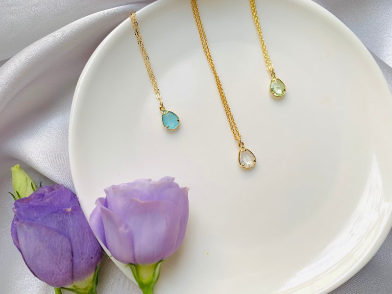 vividesign 藍綠蛋白石水滴造型項鍊 - 項鍊 - 貴金屬 藍色