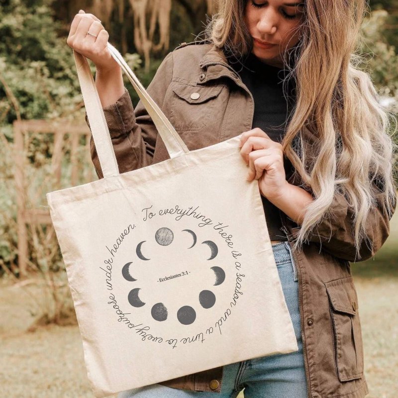 There is a time for everything Ecclesiastes 3:1 Bible Quotes Canvas Bag - Handbags & Totes - Cotton & Hemp White