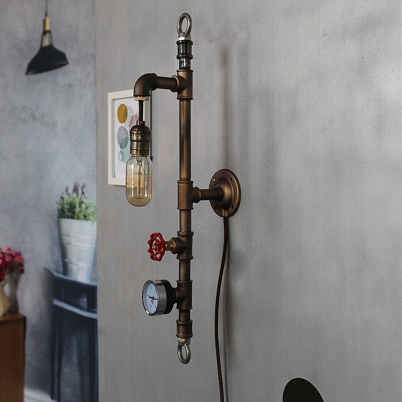 loft industrial feng shui pipe wall lamp wine cafe decoration lamp - Lighting - Other Metals 