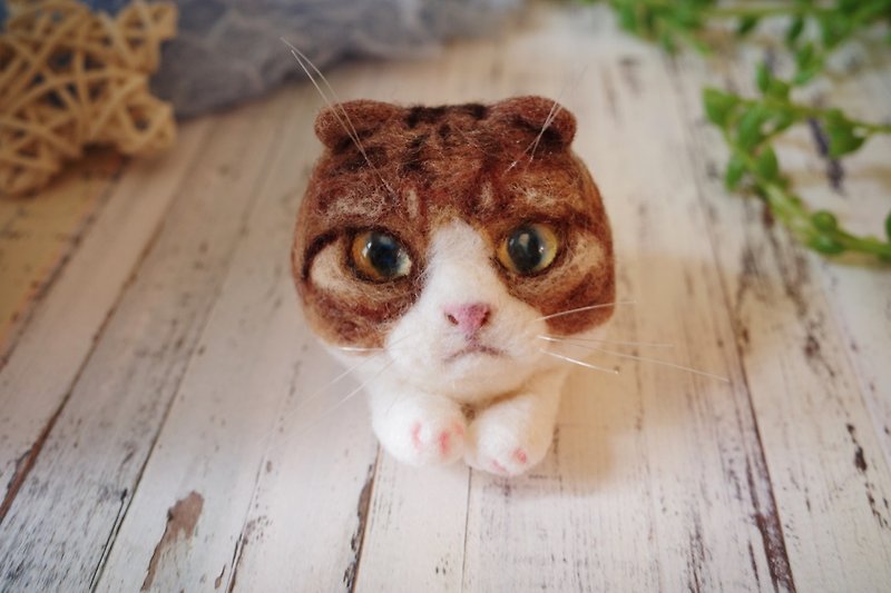 Wool felt pet custom-fold ear cat pins, need to be customized, provide photo evaluation, do not place orders directly - เข็มกลัด - ขนแกะ 