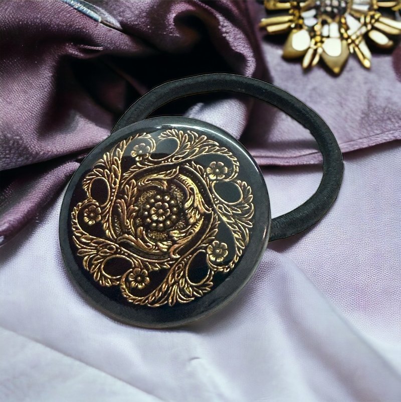 【Arabesque pattern】Retro pattern vine pattern elastic/hair tie/hair accessories - เครื่องประดับผม - ทองแดงทองเหลือง สีดำ