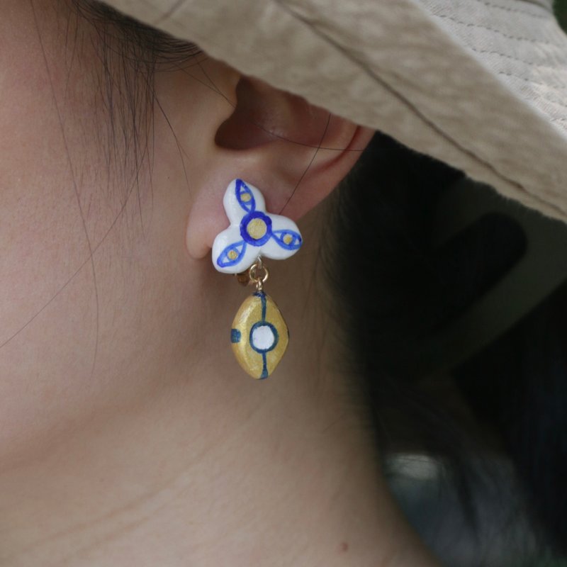 Original Hand-Painted Mystic Eye Earrings - ต่างหู - ดินเหนียว 