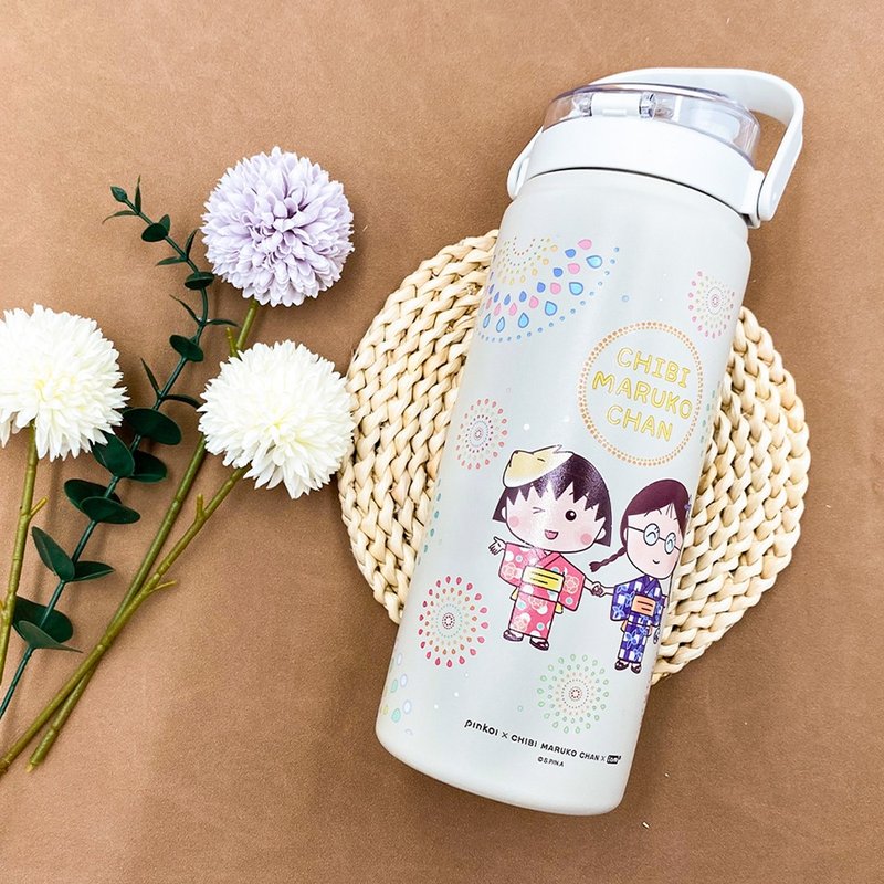 【Pinkoi x 櫻桃小丸子】手提大容量保溫壺 1200ml - 保溫瓶/保溫杯 - 其他金屬 