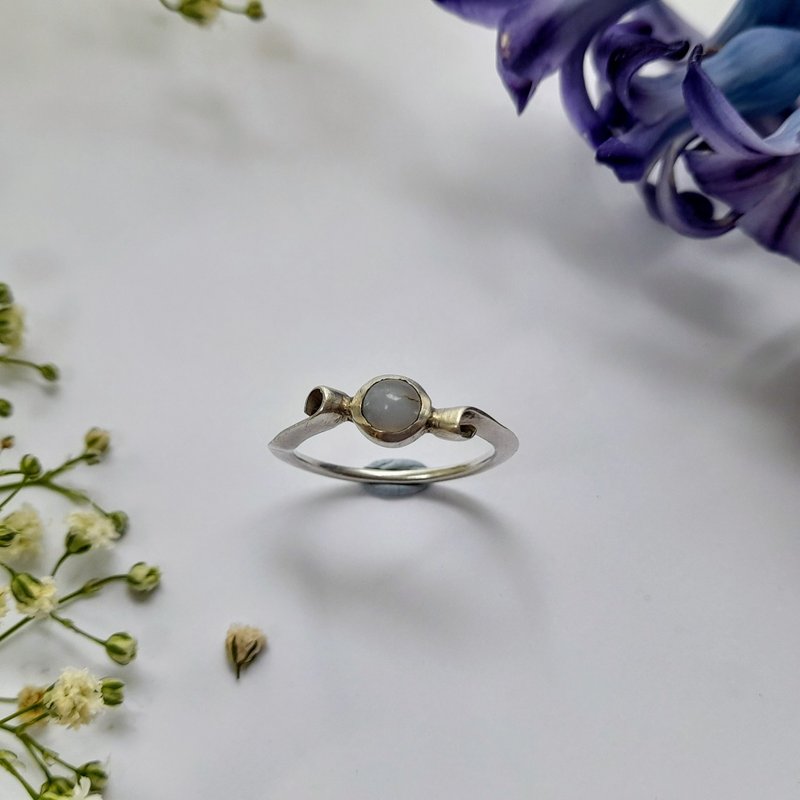 1977 London, England moonstone Silver vintage jewelry - แหวนทั่วไป - เงินแท้ สีน้ำเงิน