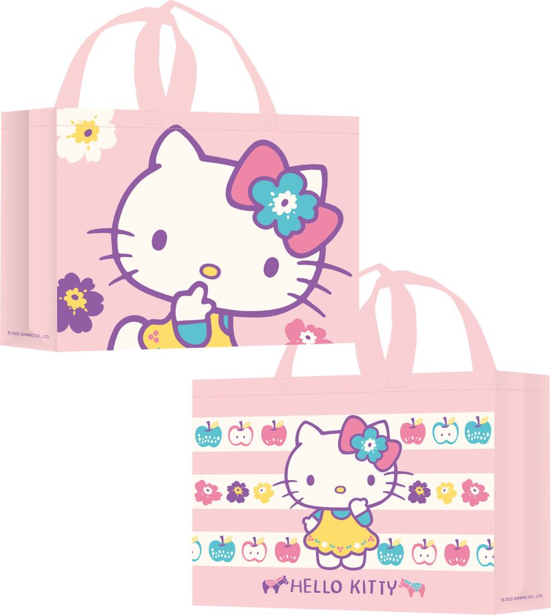 [Taiwan and Europe] Sanrio Hello Kitty 18L non-woven shopping bag Nordic style - Messenger Bags & Sling Bags - Other Materials Pink