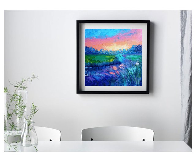 ワイルドフラワー油絵オリジナルアート油畫原作風景画メドウ