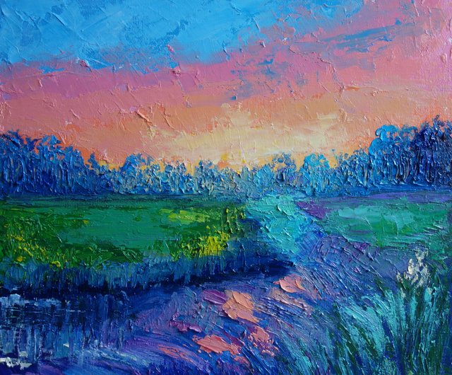 ワイルドフラワー油絵オリジナルアート油畫原作風景画メドウ
