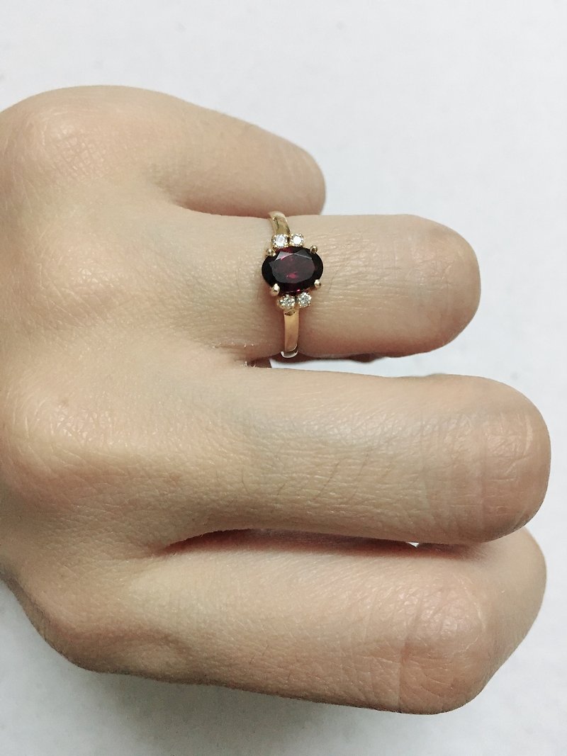 Red Tourmaline with Diamond 18k Gold Ring Handmade in Nepal - General Rings - Gemstone 