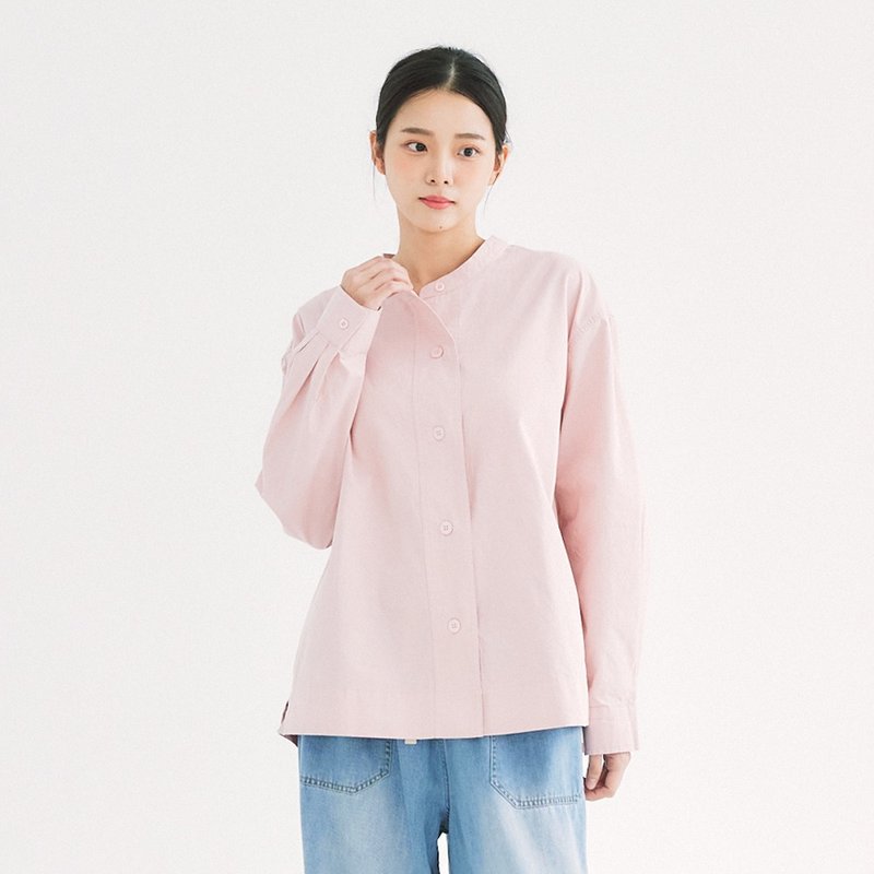 【Simply Yours】Simple Cotton Loose Top Pink F - เสื้อเชิ้ตผู้หญิง - ผ้าฝ้าย/ผ้าลินิน สึชมพู