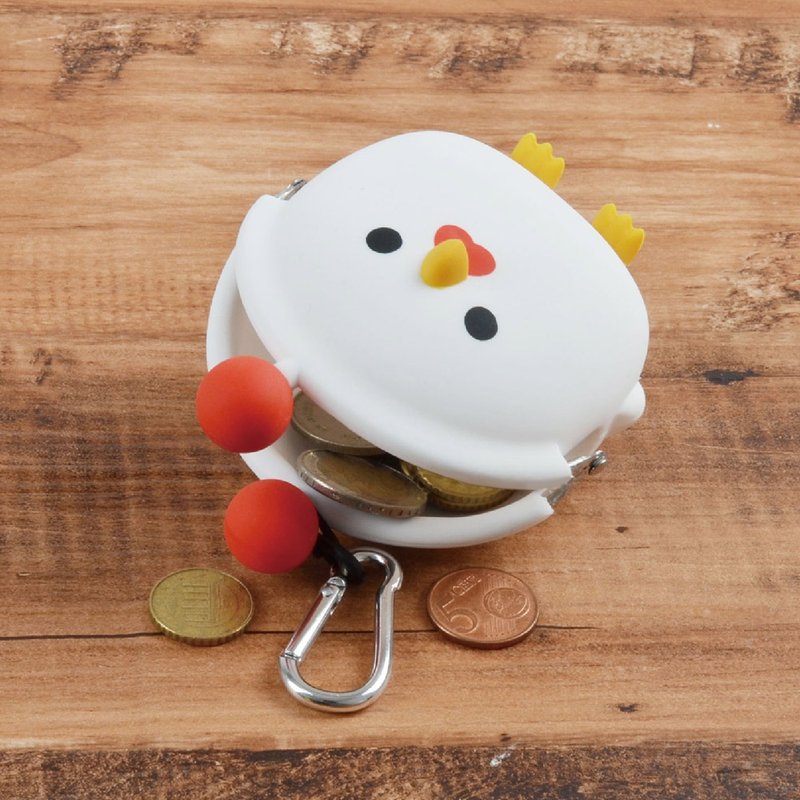 【鳥控推薦】3D POCHI Friends Bird 立體矽膠口金包 / 公雞 - 零錢包/小錢包 - 矽膠 白色