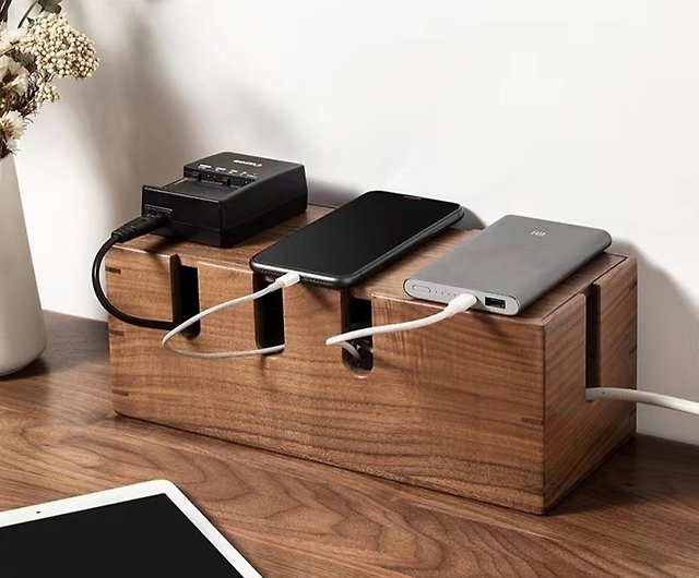 wooden cable box/cord organizer for desk/cable storage box/socket