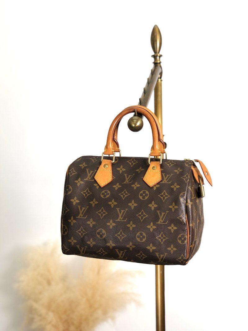 【 日本直送　名牌中古包 】LOUIS VUITTON ハンドバッグ ブラウン モノグラム PVC レザー スピーディ25 ミニボストン オールド v6yzjx - 手提包/手提袋 - 防水材質 咖啡色