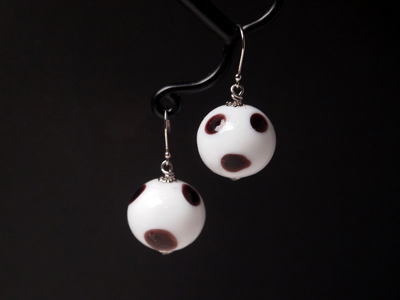 #GE0439 Murano Glass Beads Earring - Earrings & Clip-ons - Glass White