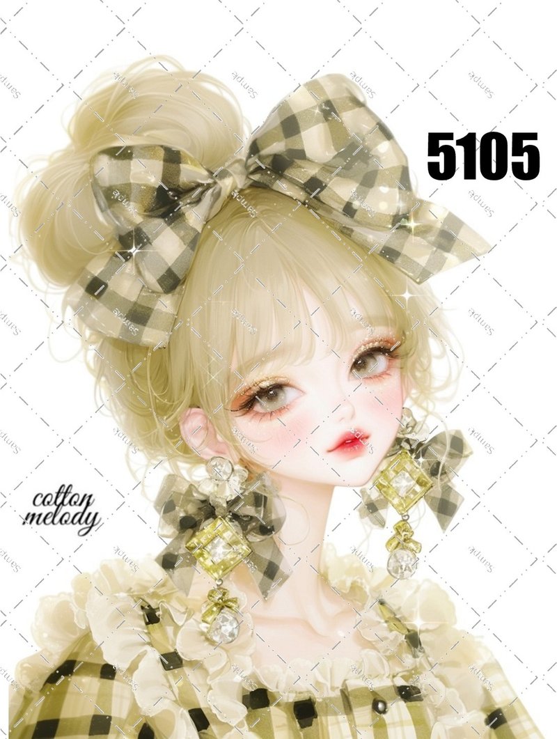 original sticker no.5105 人物ステッカー オリジナルステッカー オリジナル人物ステッカー 装飾ステッカー cotton melody - 貼紙 - 紙 