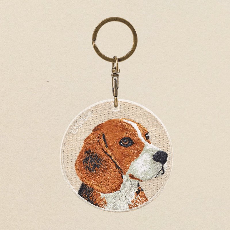 EMJOUR Double-sided Embroidered Charm - Beagle | Realistic Embroidery - Charms - Thread Orange