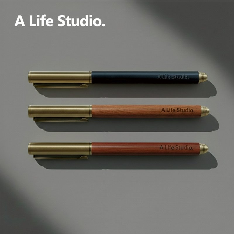 【A Life Studio.】黃銅實木中性筆0.5mm|原木筆|文創|可換筆芯 - 原子筆/中性筆 - 木頭 