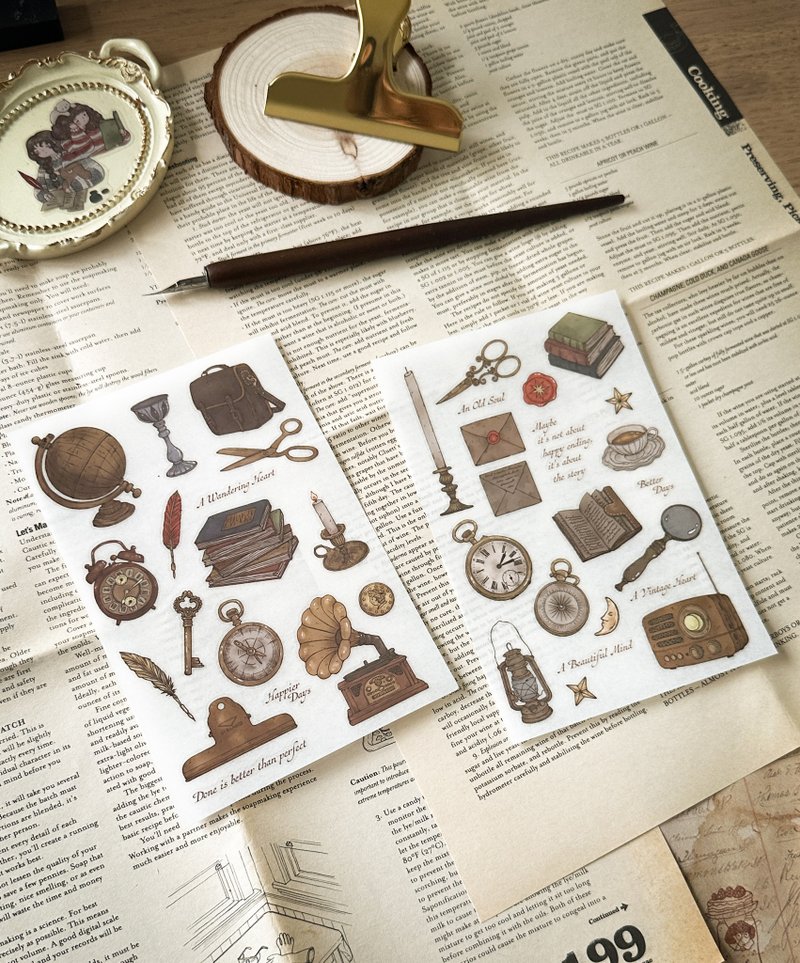 ヴィンテージオブジェクト 転写ステッカーシート - ステッカー・シール - その他の素材 