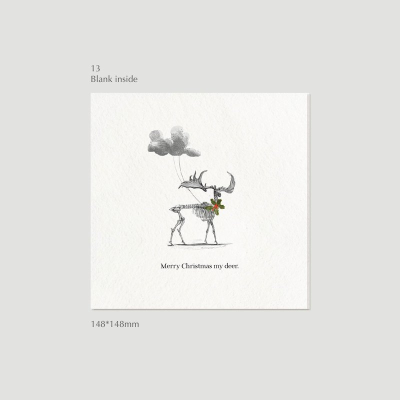 Skeleton Deer Christmas Greetings Card British Printed Italian Paper Humor Series - Cards & Postcards - Paper Black