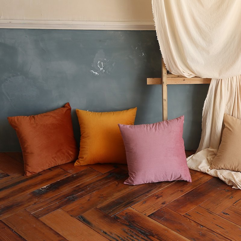 復古燈芯蠶絲絨純色抱枕客廳沙發百搭靠墊床頭靠背 - 枕頭/咕𠱸 - 聚酯纖維 卡其色