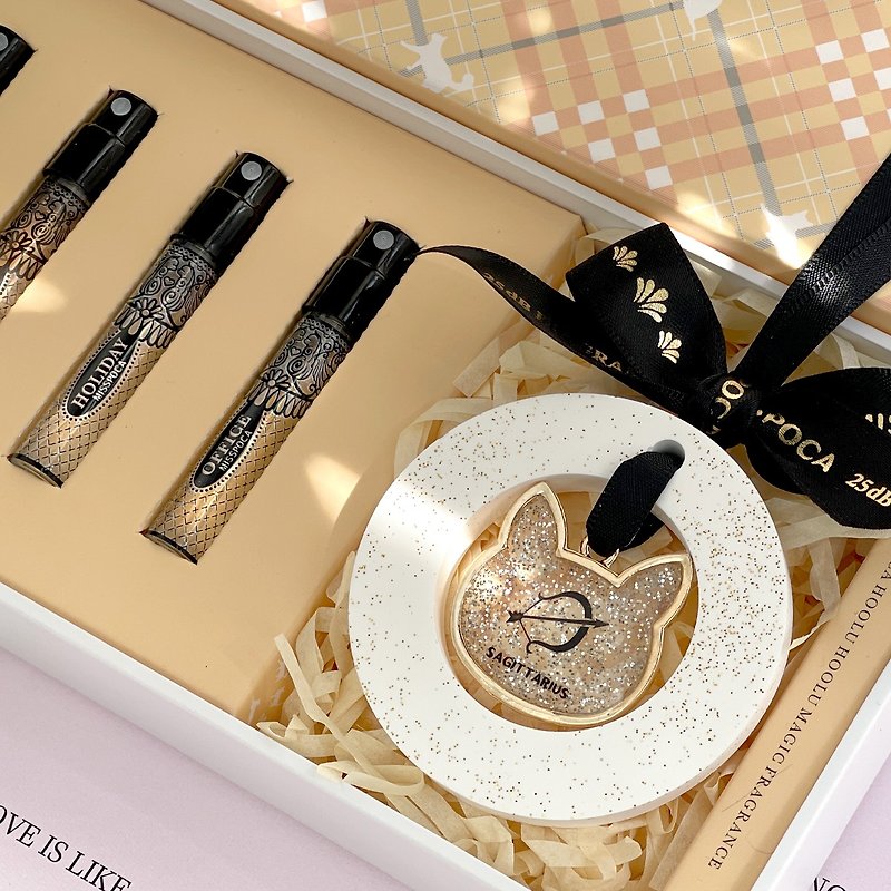[Gift birthday card・Constellation fragrance 7-piece set] Cat constellation diffuser pendant x 6 situational small fragrance gift box - Fragrances - Essential Oils Gold