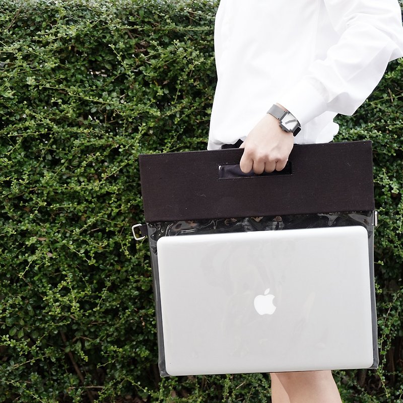 HIDE AND SEEK BAG (CANVAS) : BLACK (Clutch, Handbag, Crossbody bag) - Laptop Bags - Cotton & Hemp Black