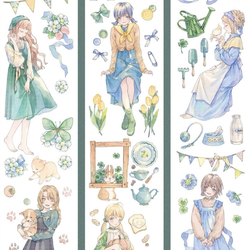 四月微風 牧場少女 PET 和紙膠帶 台灣製 10米卷 - 紙膠帶/和紙/PET - 其他材質 多色