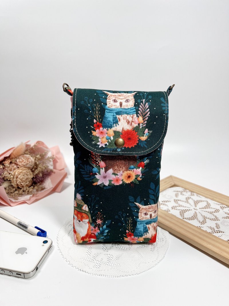 【フォレストフレンズ】3層ポータブルプルバッグ/携帯バッグ/ウォーキングバッグ/パスポートバッグ[コットンストラップ付き - ショルダーバッグ - コットン・麻 