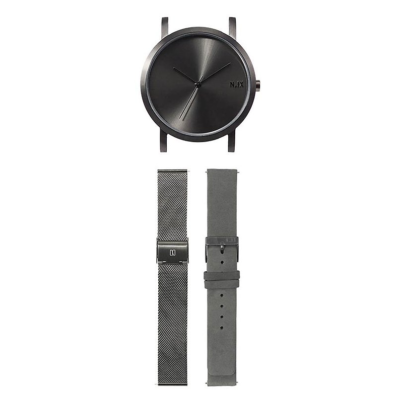 Minimal Watches : GUNMETAL SET - นาฬิกาผู้หญิง - โลหะ สีเทา