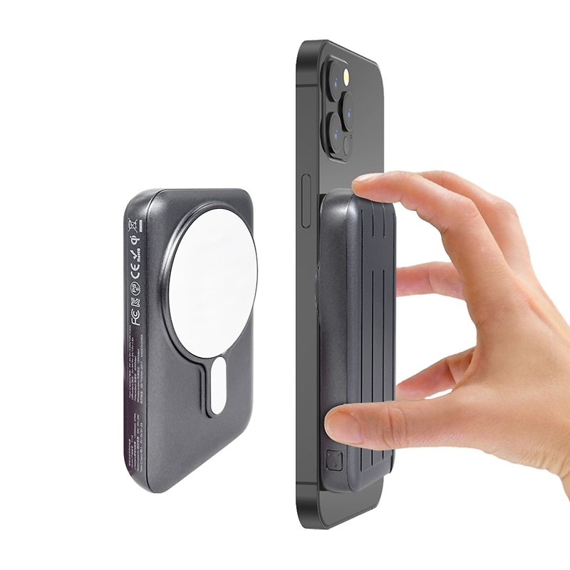 【10000mAh嶄新磁吸充電器】iPhone 12 Magsafe磁吸無線充電器 - 手機殼/手機套 - 塑膠 灰色