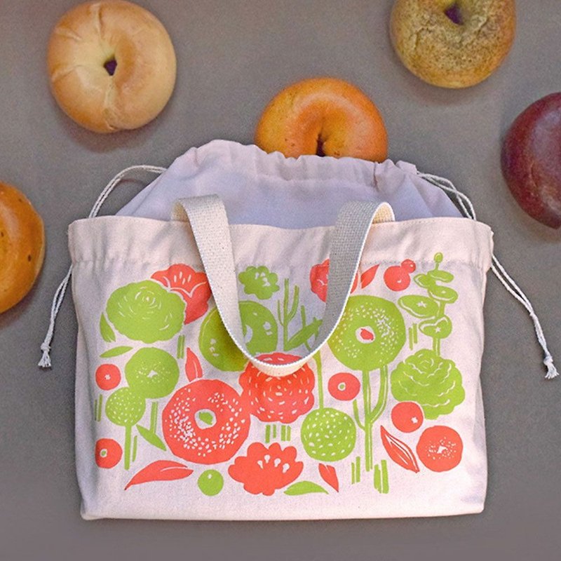 Bunch mouth rectangular bottom small bag / good Qiubei fruit / pink - Handbags & Totes - Cotton & Hemp Pink