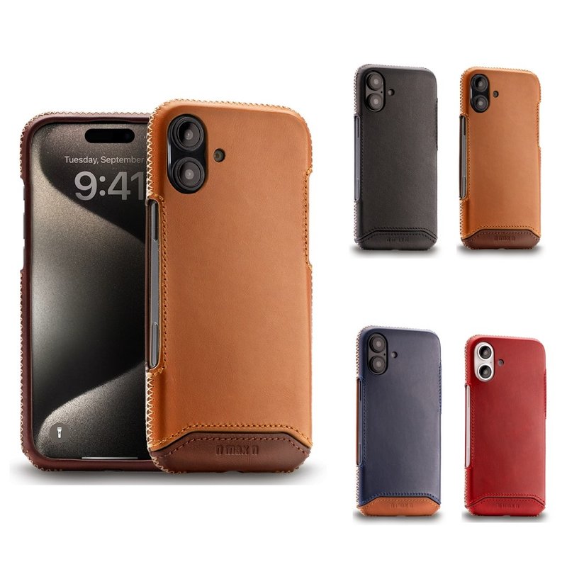 iPhone16 PLUS Covered Series Leather  Case / Magsafe function - Phone Cases - Genuine Leather Brown