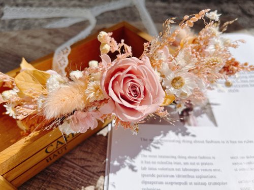 J.H. Floral Design 花藝工作室 婚禮花藝・【粉紅仙子】永生乾燥花花冠/新娘/外拍/頭冠/寶寶花冠