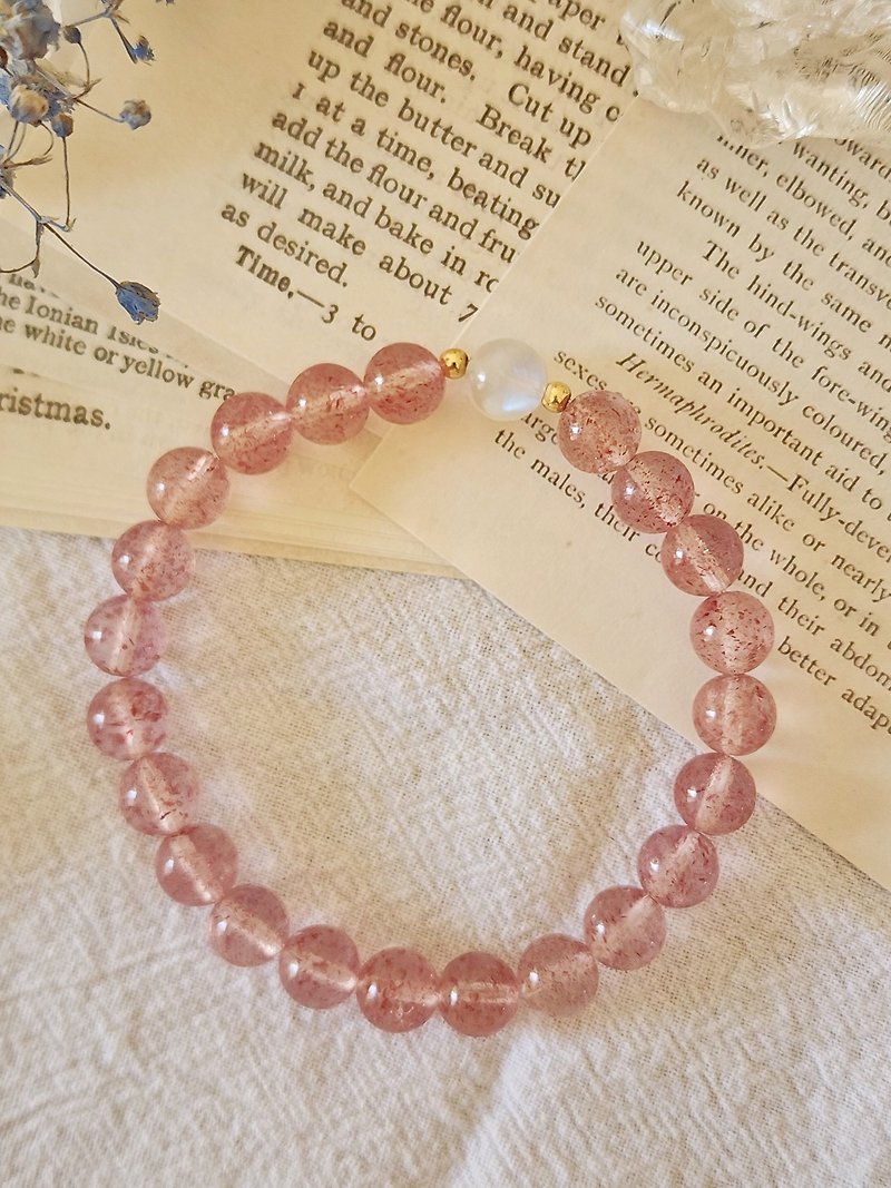 Strawberry Crystal/Blue Moonlight Good Popularity Natural Stone Bracelet - Bracelets - Gemstone Pink