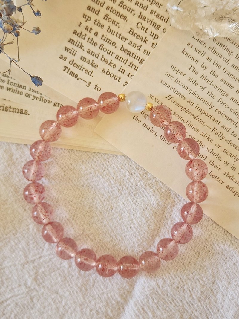 Strawberry Crystal/Blue Moonlight Good Popularity Natural Stone Bracelet - Bracelets - Gemstone Pink